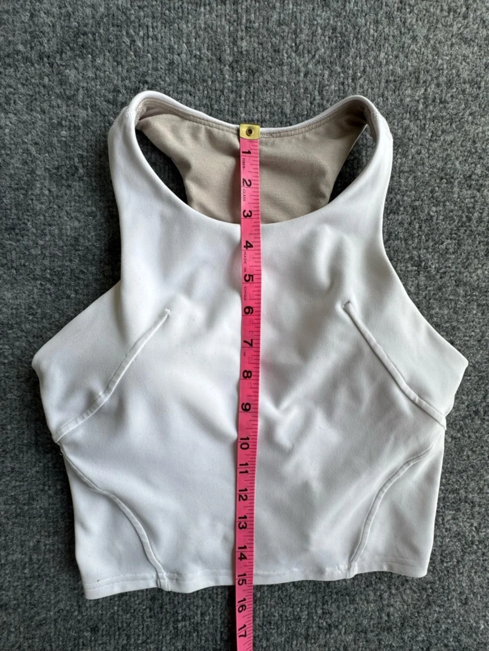 Lululemon White High-Neck Cropped Tank Top Built in Bra Size 4